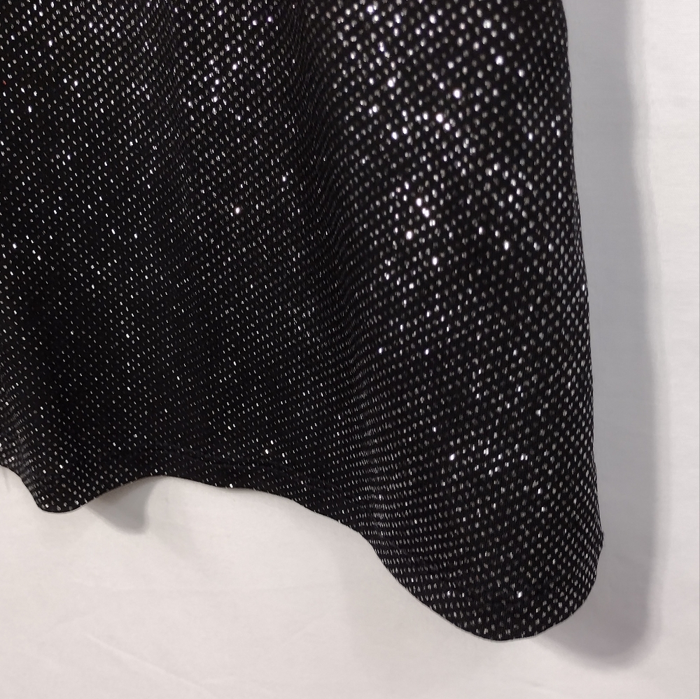 Atelier 29 Glitter Boho Button Top Women's XL Black Silver Retro Grunge Disco - Picture 3 of 8